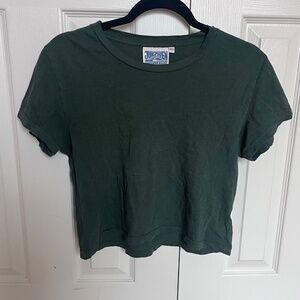 Jungmaven Hemp Cropped Ojai Tee in Forest Dark Green